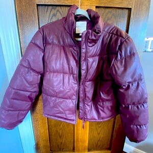 NWOT Bagatelle faux leather puffer jacket
